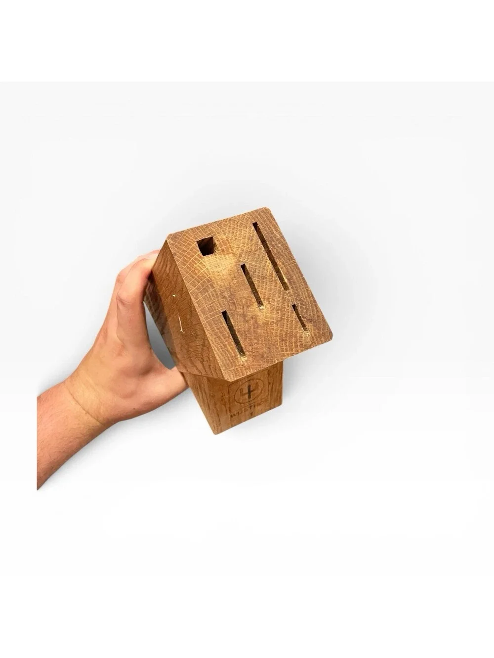 Vintage WÜSTHOF Trident 9-Slot Solid Oak Wooden Knife Block – Made in Germany